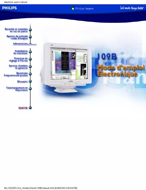 Mode d'emploi PHILIPS 109B20