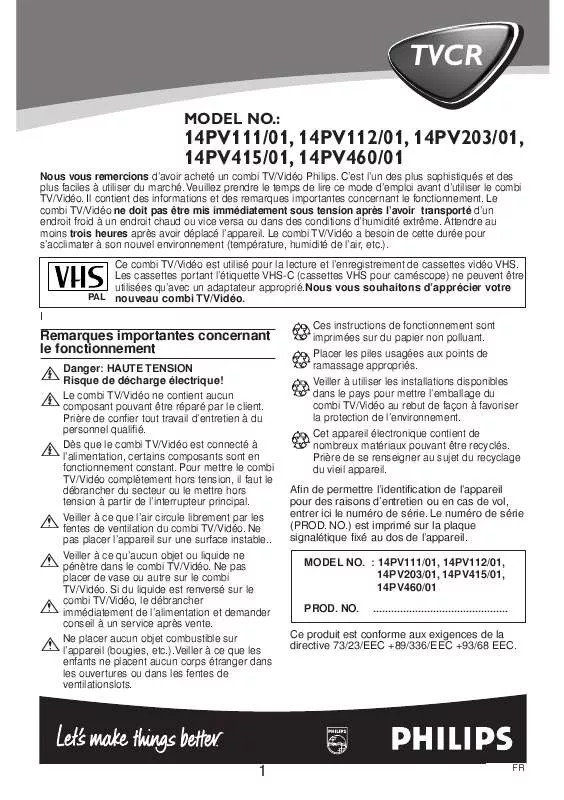 Mode d'emploi PHILIPS 14PV111