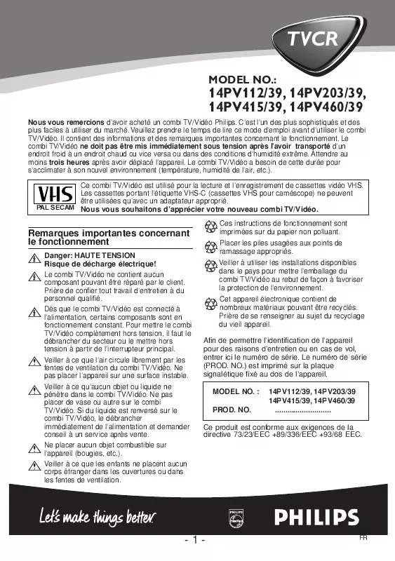 Mode d'emploi PHILIPS 14PV112