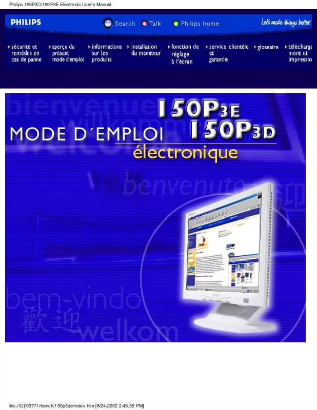 Mode d'emploi PHILIPS 150P3E-00Z