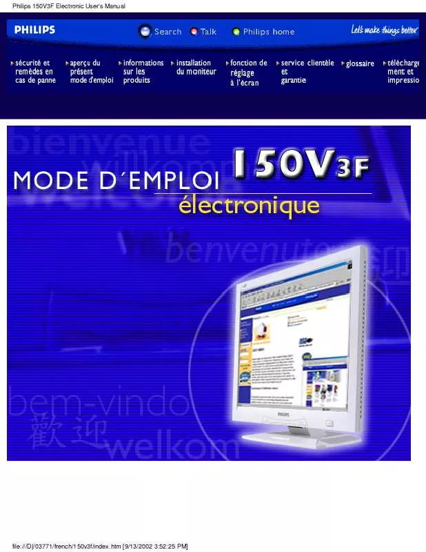 Mode d'emploi PHILIPS 150V3F