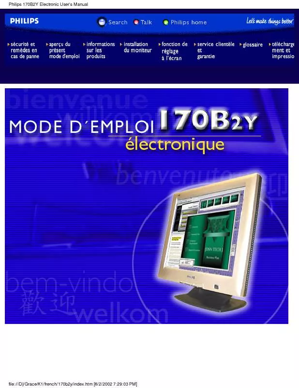 Mode d'emploi PHILIPS 170B2Y-40Z