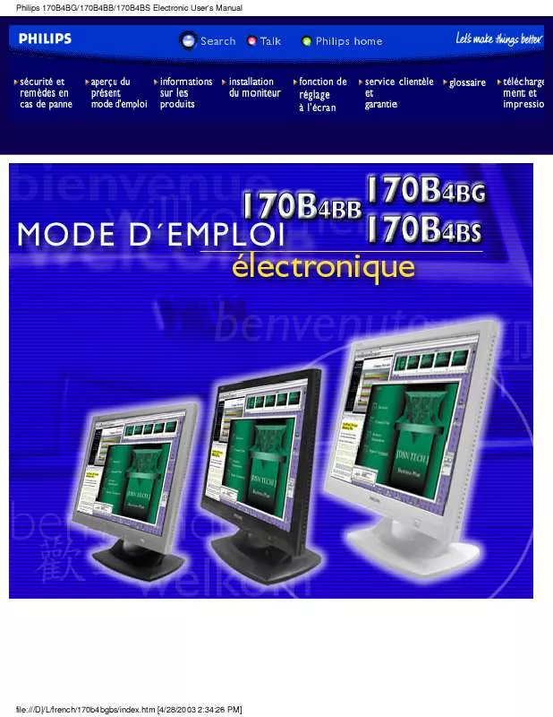 Mode d'emploi PHILIPS 170B4BB