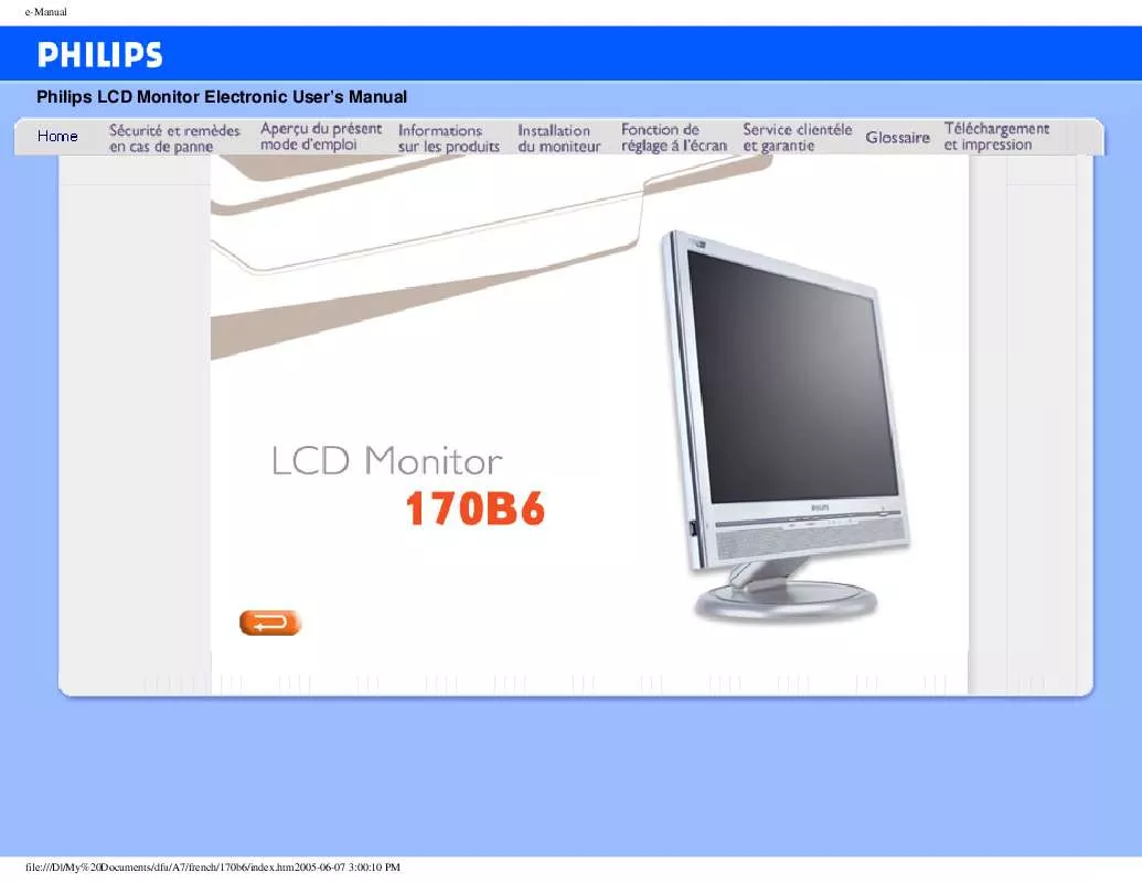 Mode d'emploi PHILIPS 170B6CG