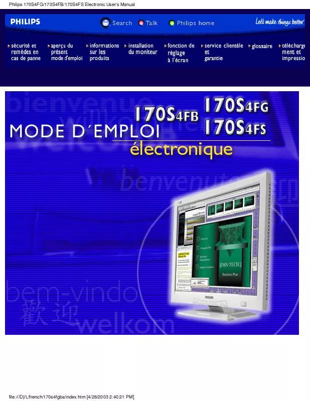 Mode d'emploi PHILIPS 170S4FB