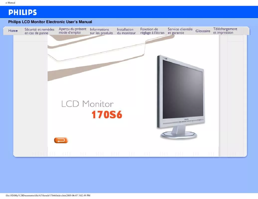 Mode d'emploi PHILIPS 170S6FB