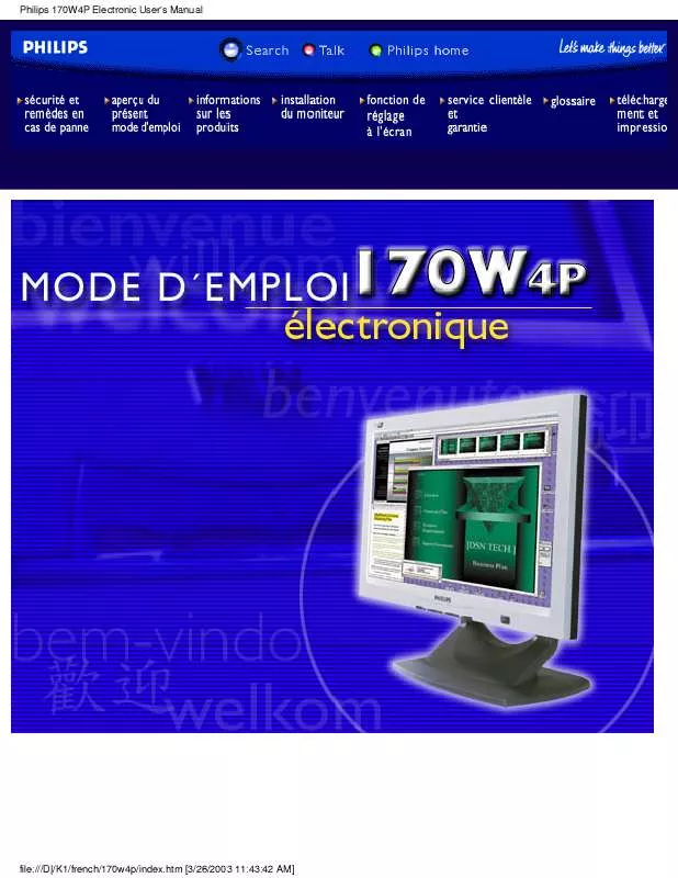 Mode d'emploi PHILIPS 170W4P