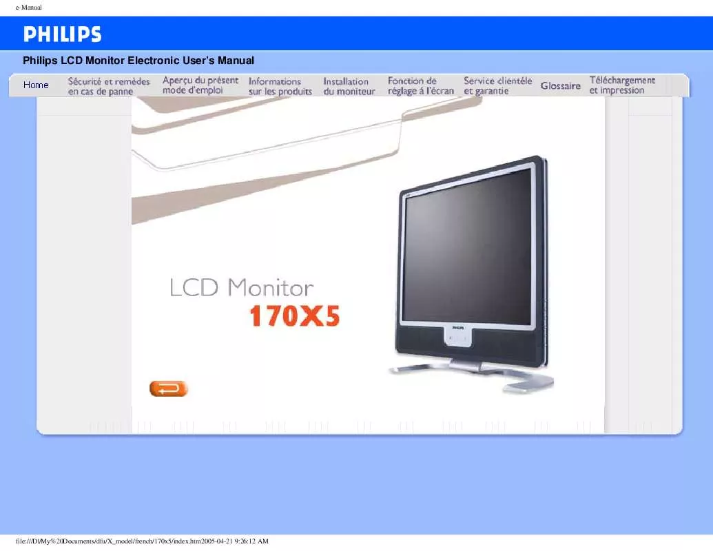 Mode d'emploi PHILIPS 170X5FB