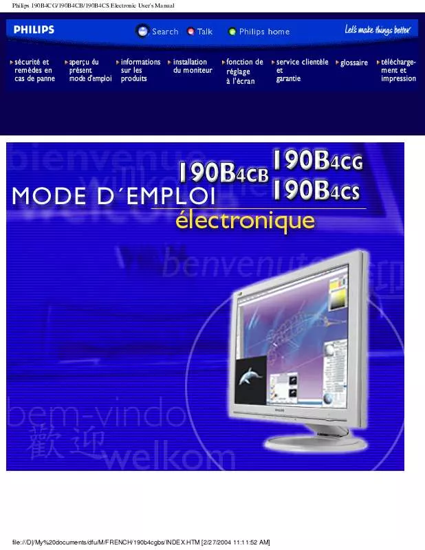 Mode d'emploi PHILIPS 190B4CB