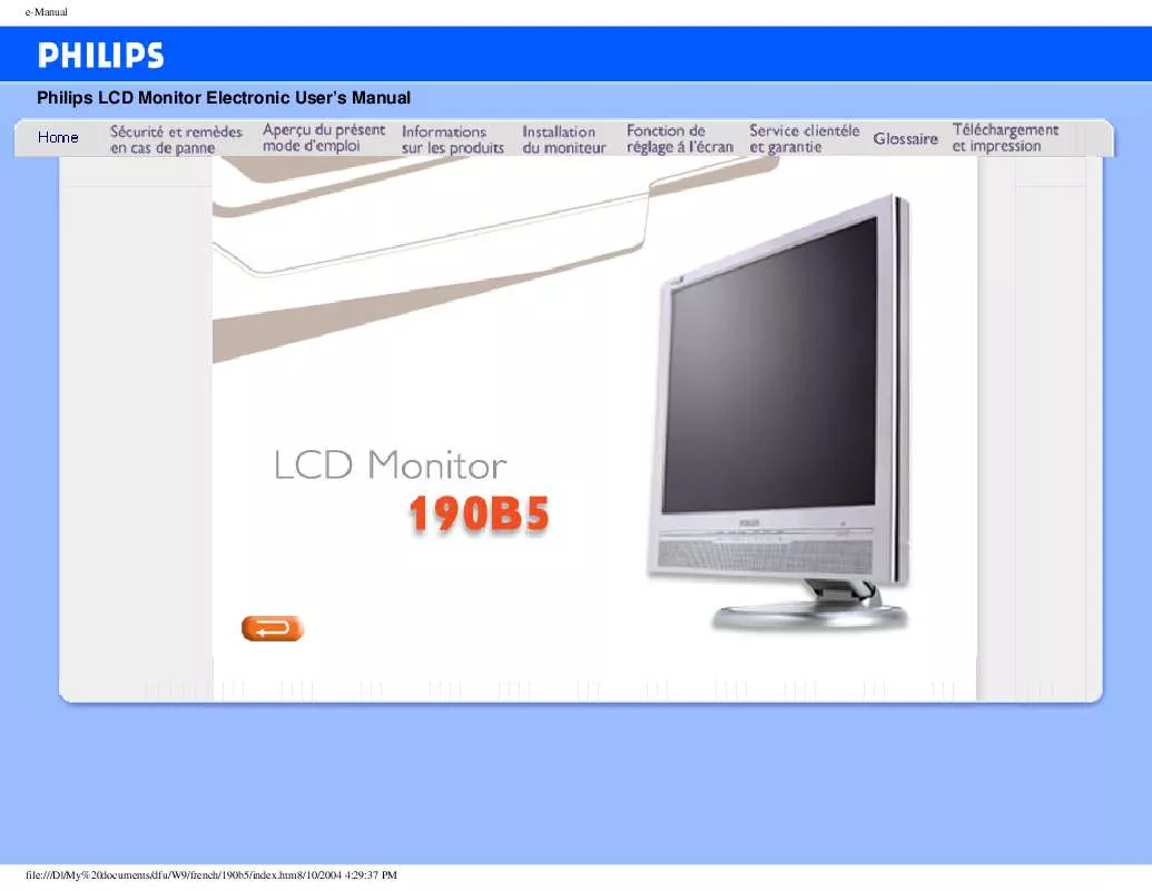 Mode d'emploi PHILIPS 190B5CG