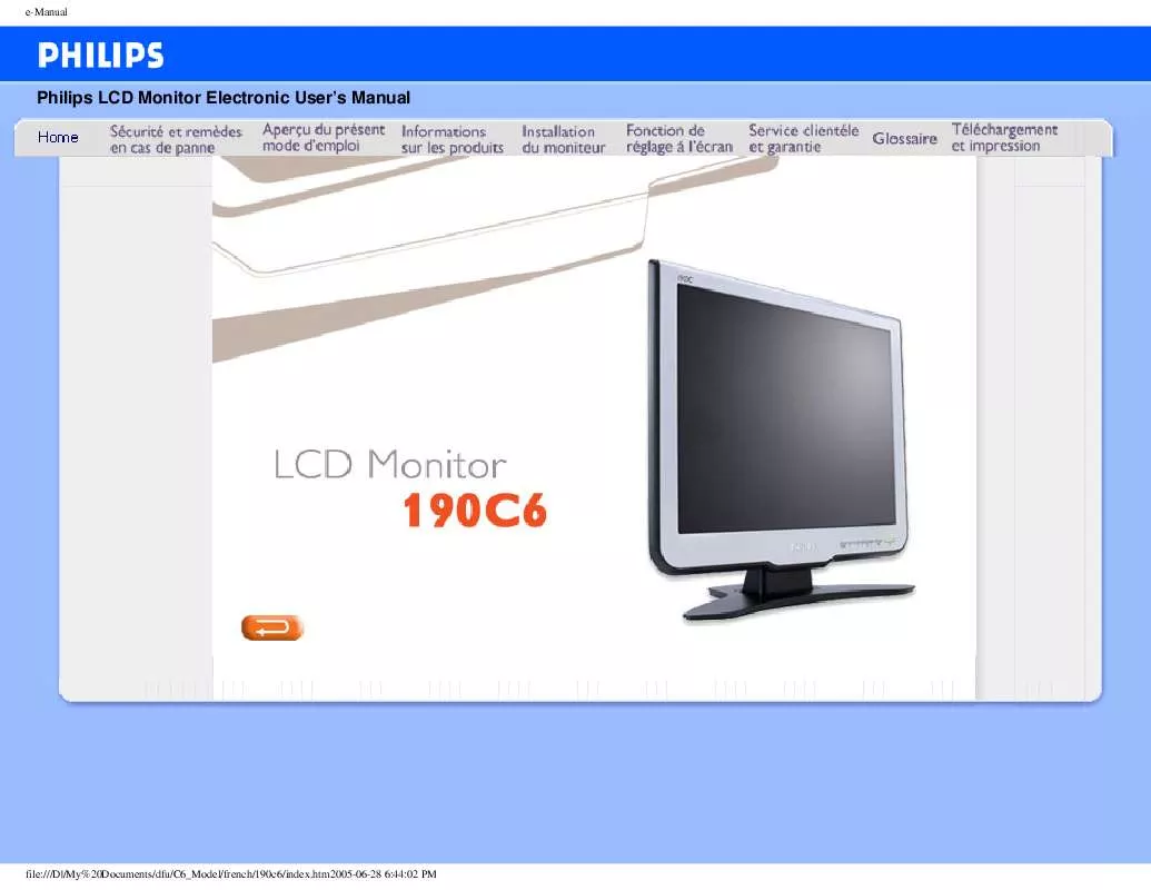 Mode d'emploi PHILIPS 190C6FS