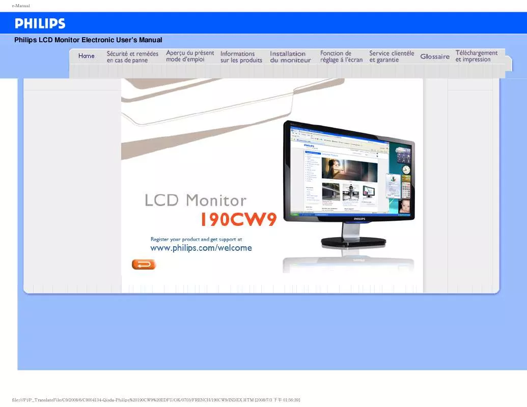 Mode d'emploi PHILIPS 190CW9FB