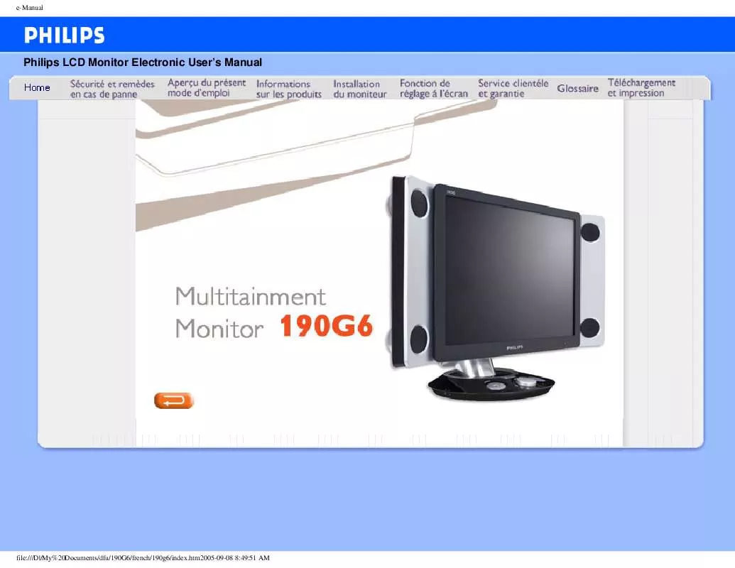 Mode d'emploi PHILIPS 190G6FB