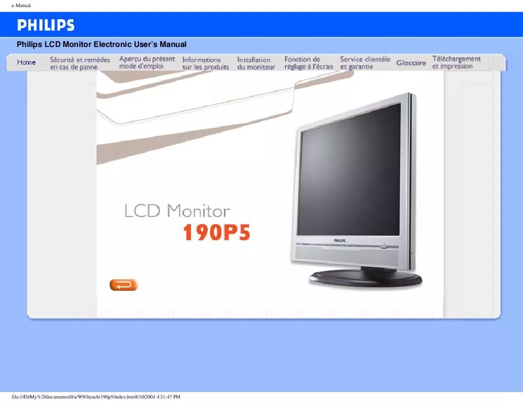 Mode d'emploi PHILIPS 190P5EB