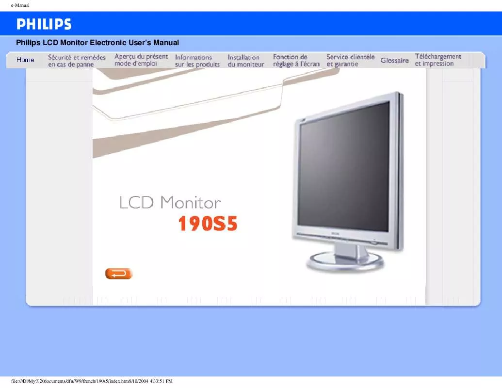 Mode d'emploi PHILIPS 190S5CG