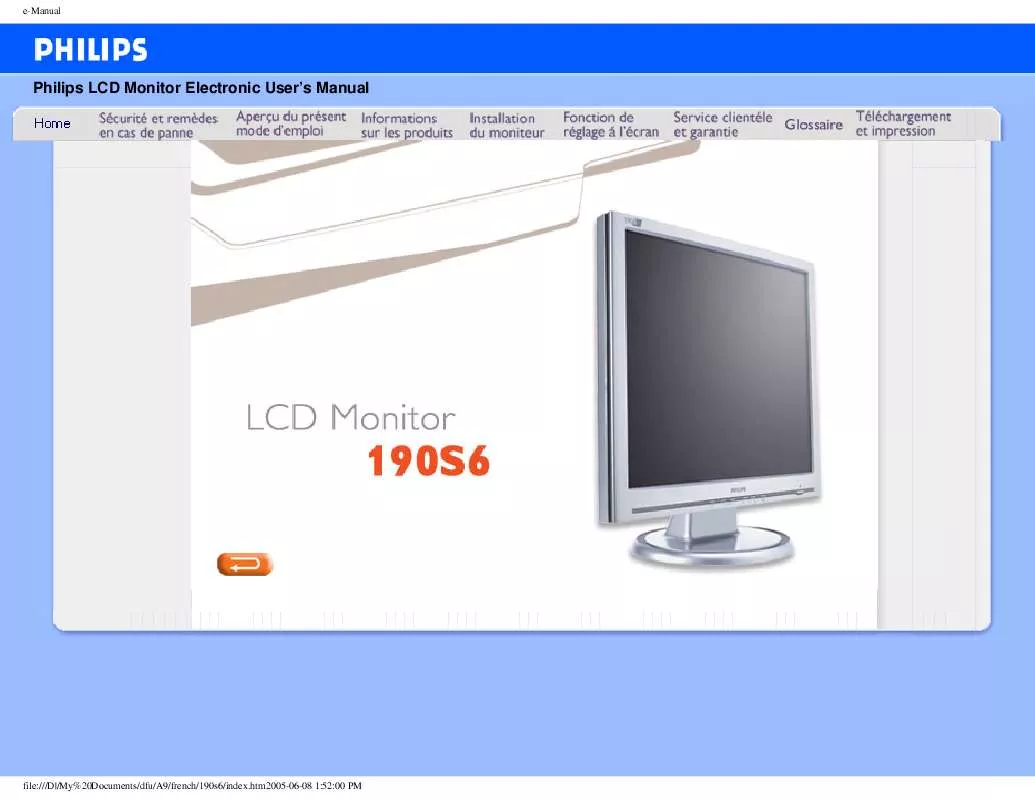 Mode d'emploi PHILIPS 190S6FG