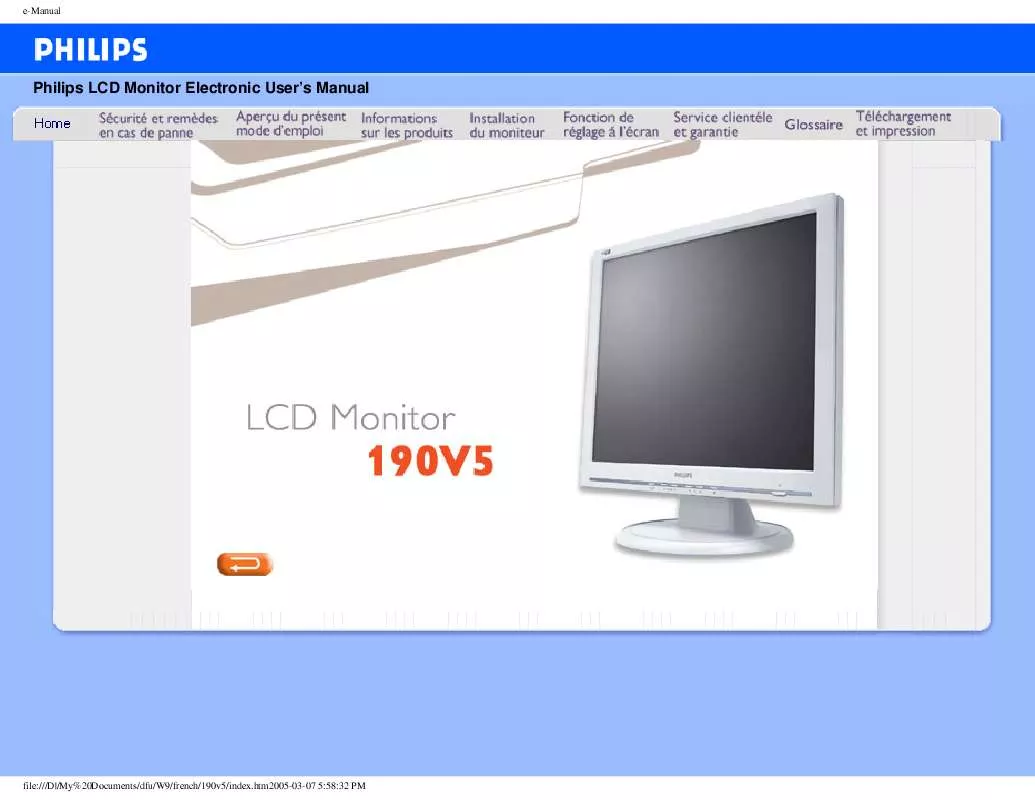 Mode d'emploi PHILIPS 190V5FB