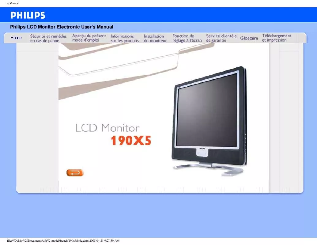 Mode d'emploi PHILIPS 190X5FB