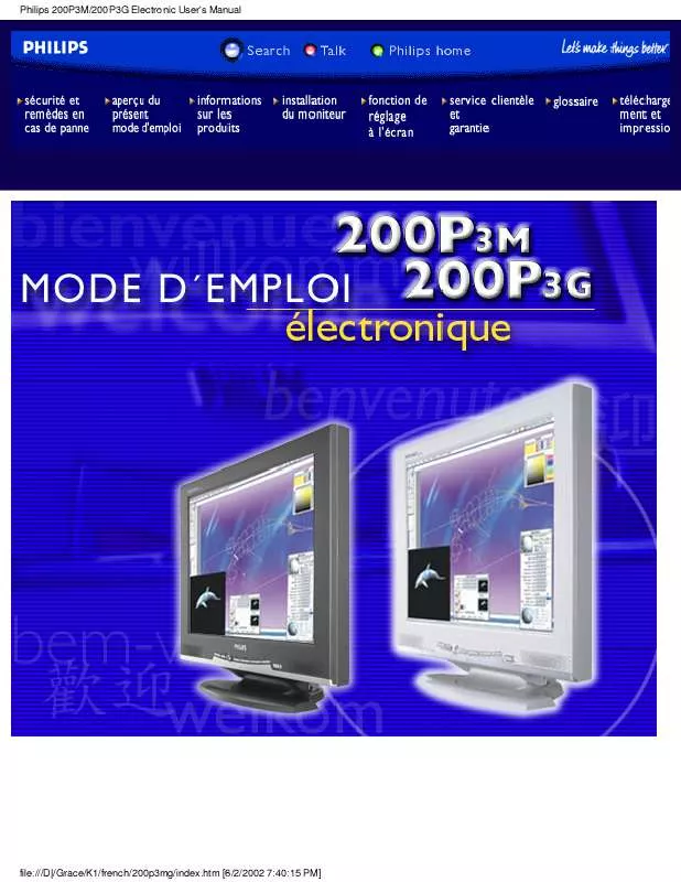 Mode d'emploi PHILIPS 200P3M-00C