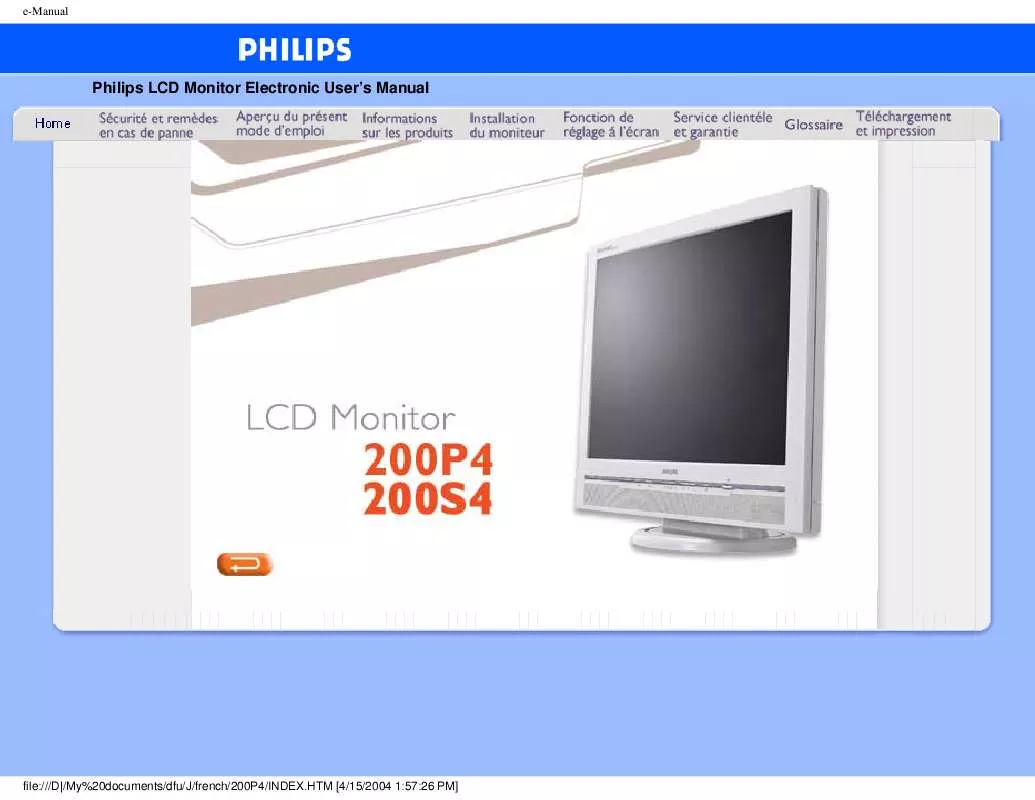 Mode d'emploi PHILIPS 200P4MG