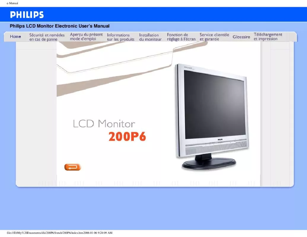 Mode d'emploi PHILIPS 200P6EB