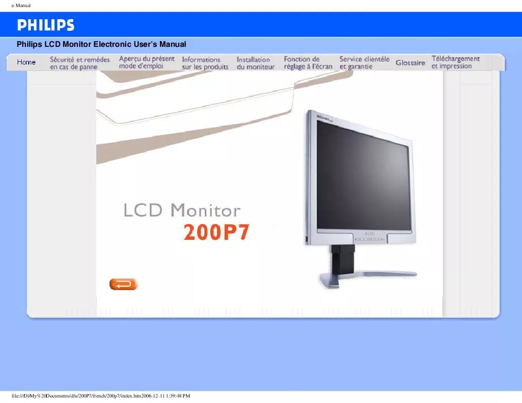 Mode d'emploi PHILIPS 200P7EB