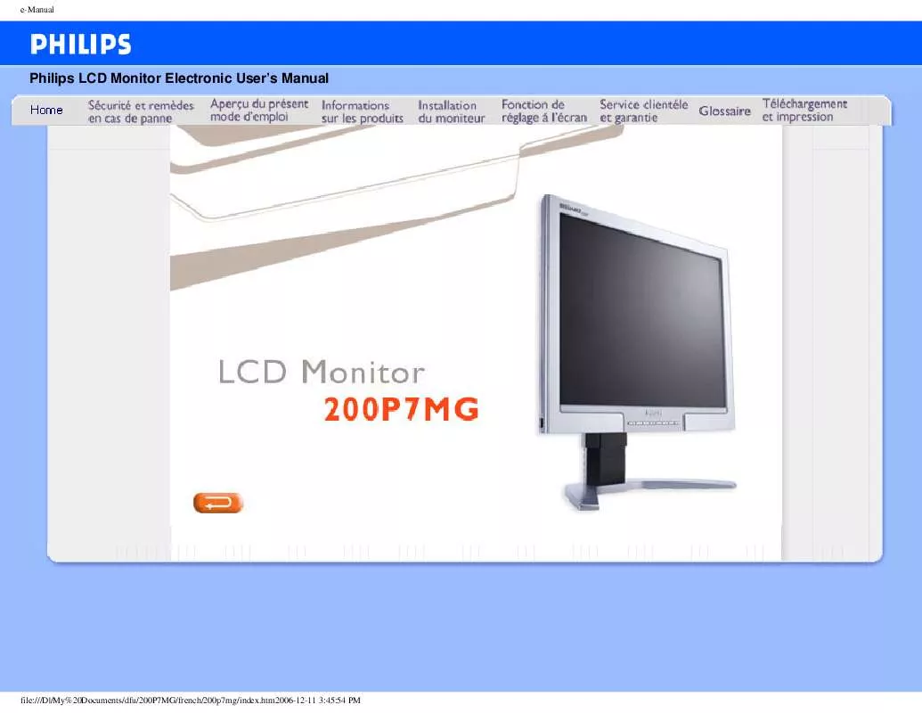 Mode d'emploi PHILIPS 200P7MG