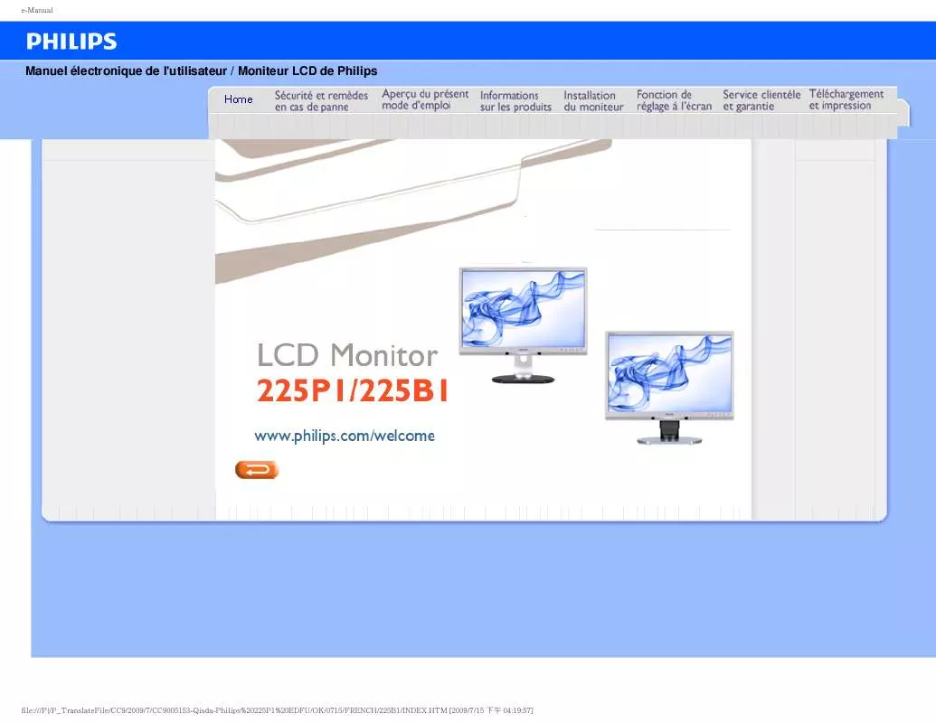 Mode d'emploi PHILIPS 225P1ES