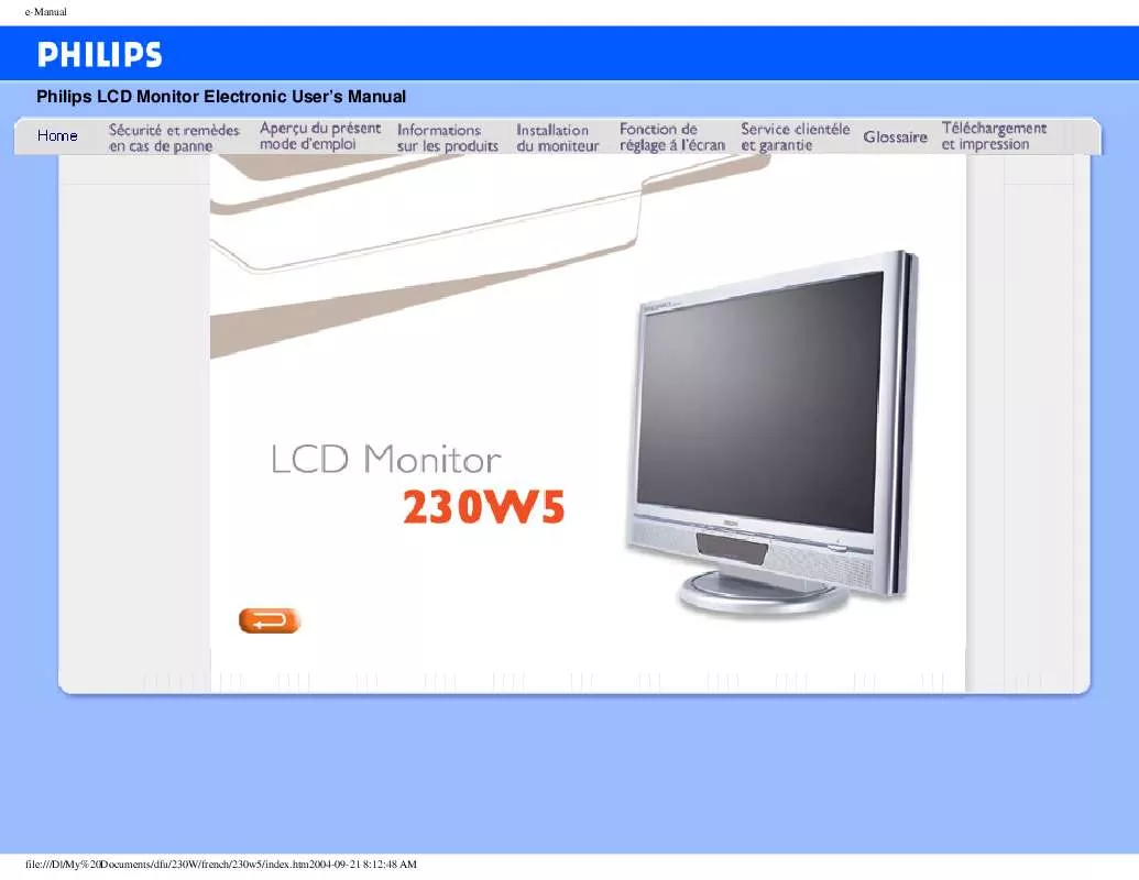 Mode d'emploi PHILIPS 230W5VS