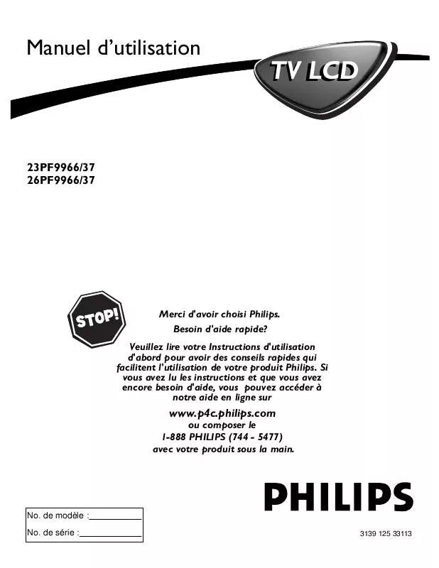 Mode d'emploi PHILIPS 26PF9966