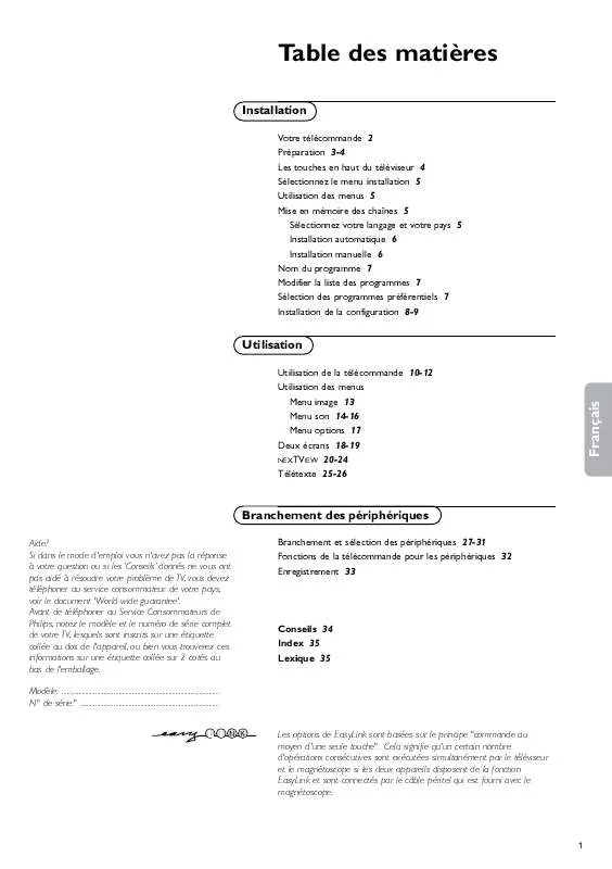 Mode d'emploi PHILIPS 28PW9617