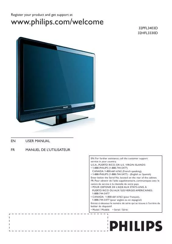 Mode d'emploi PHILIPS 32HFL3330D/27B