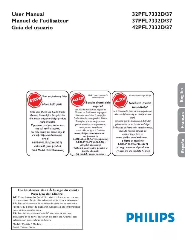 Mode d'emploi PHILIPS 32PFL7332D-37B