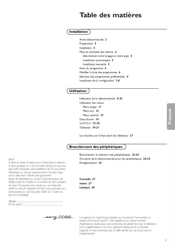 Mode d'emploi PHILIPS 32PW9556/58R