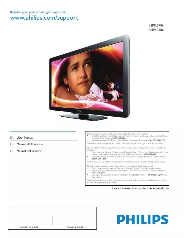 Mode d'emploi PHILIPS 40PFL3706