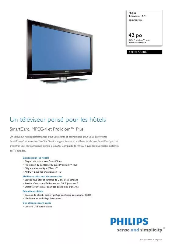 Mode d'emploi PHILIPS 42HFL5860D