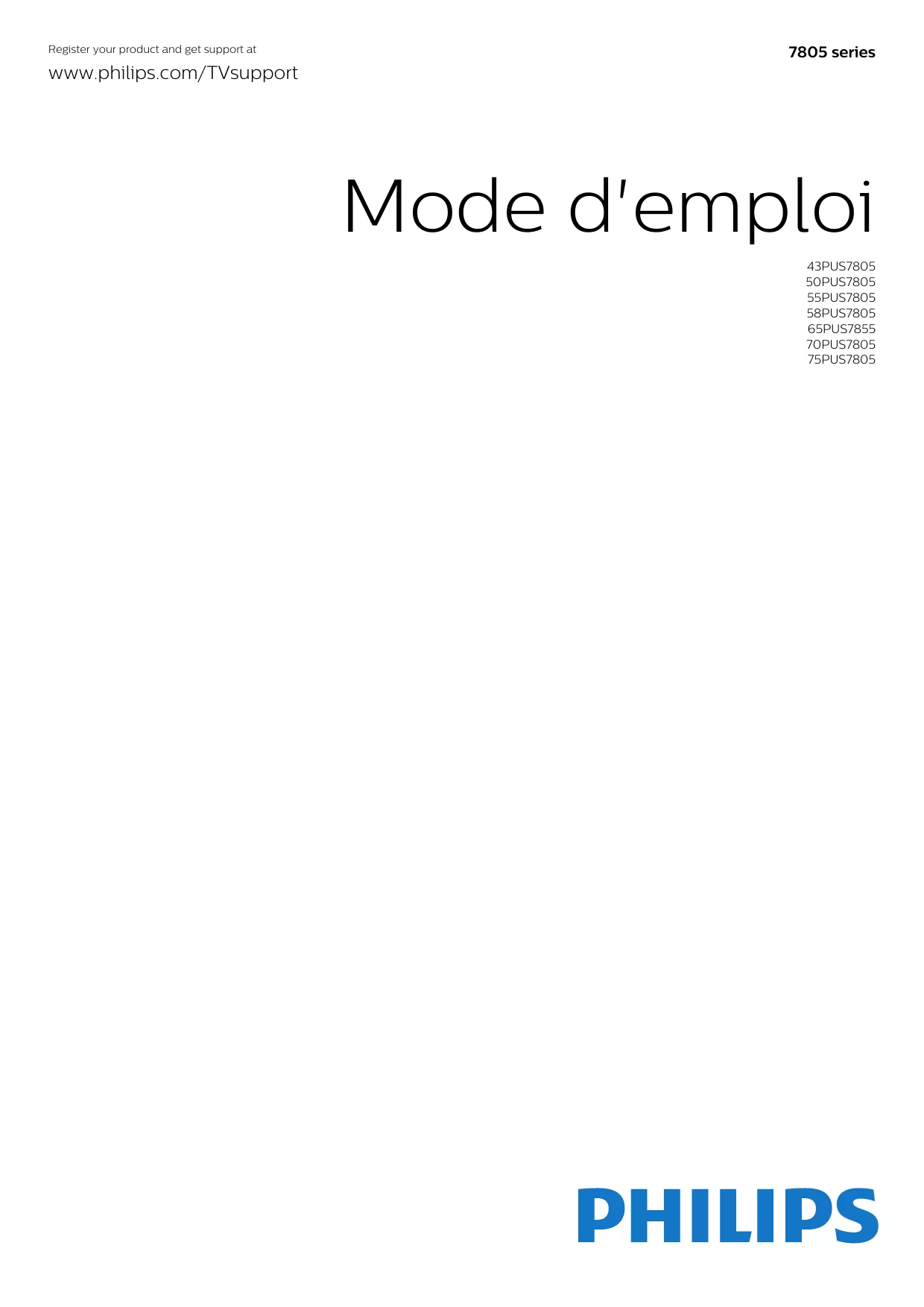 Mode d'emploi PHILIPS 58PUS7805