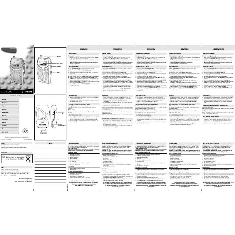 Mode d'emploi PHILIPS AE1505-04Z