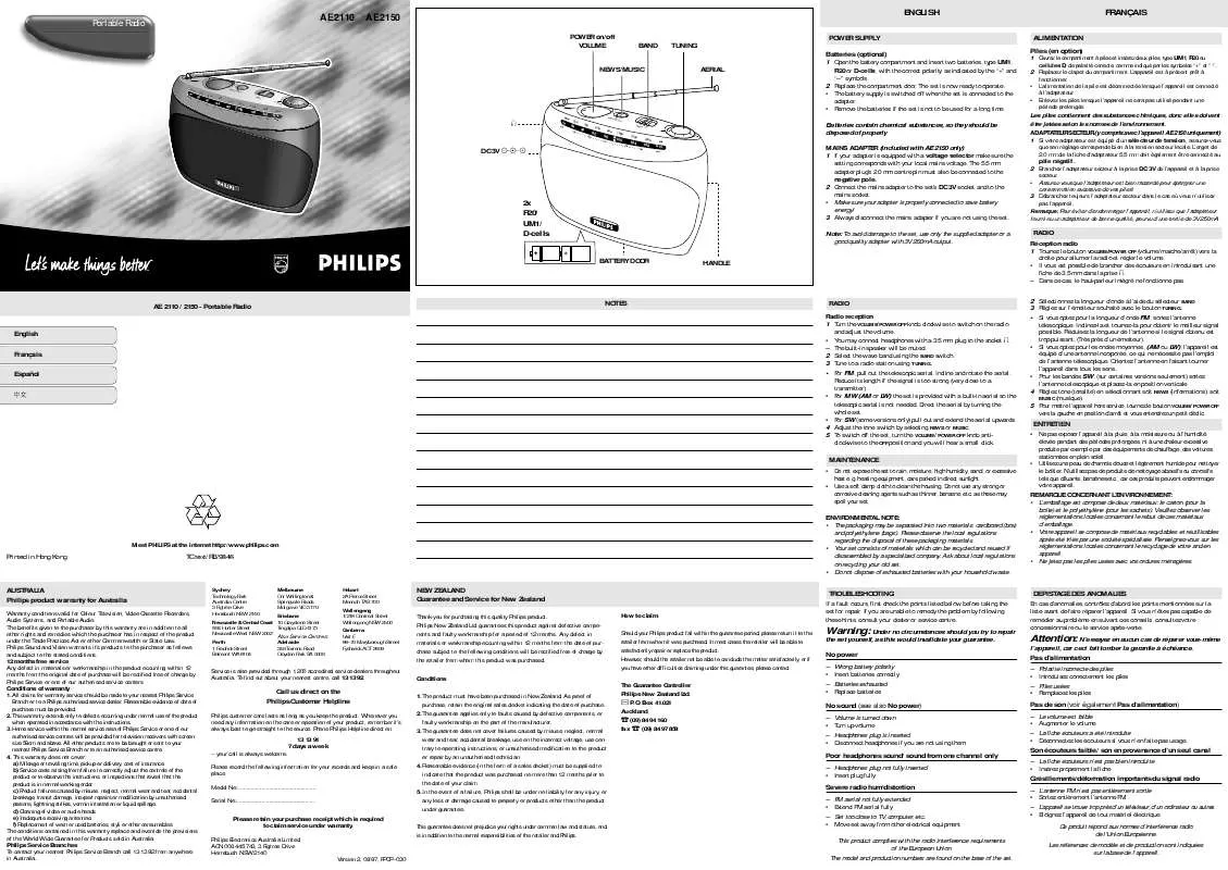 Mode d'emploi PHILIPS AE2110