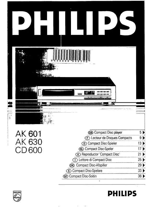 Mode d'emploi PHILIPS AK630-00T