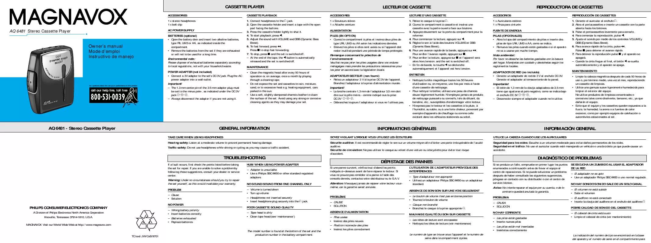 Mode d'emploi PHILIPS AQ6481