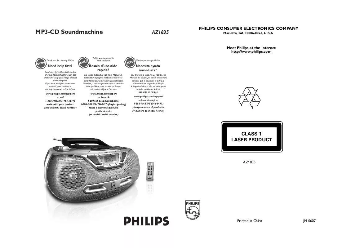 Mode d'emploi PHILIPS AZ1835