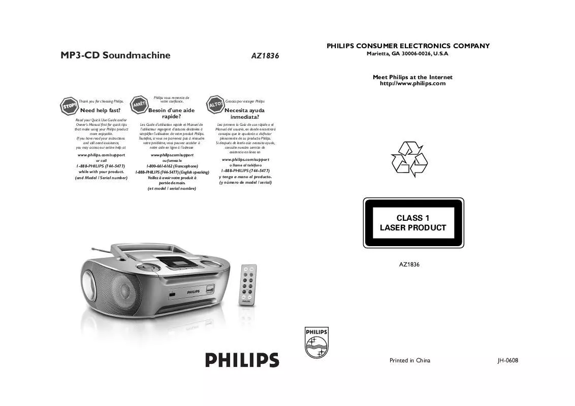 Mode d'emploi PHILIPS AZ1836