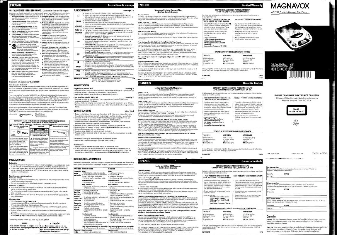 Mode d'emploi PHILIPS AZ7168