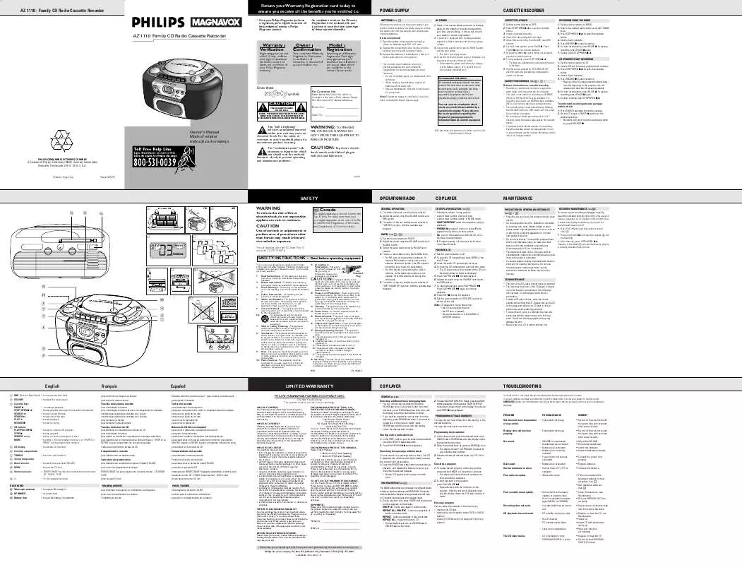 Mode d'emploi PHILIPS AZ8087