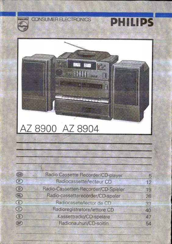 Mode d'emploi PHILIPS AZ8900