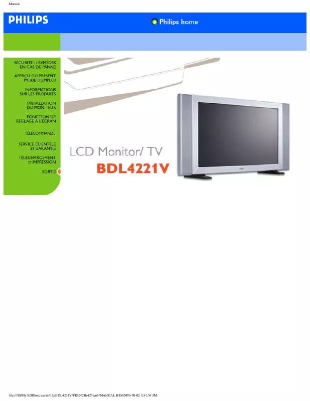 Mode d'emploi PHILIPS BDL4221VS