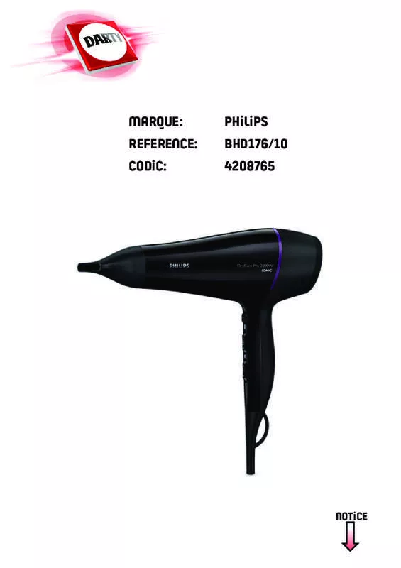 Mode d'emploi PHILIPS BHD176/10 DRYCARE PRO POWER