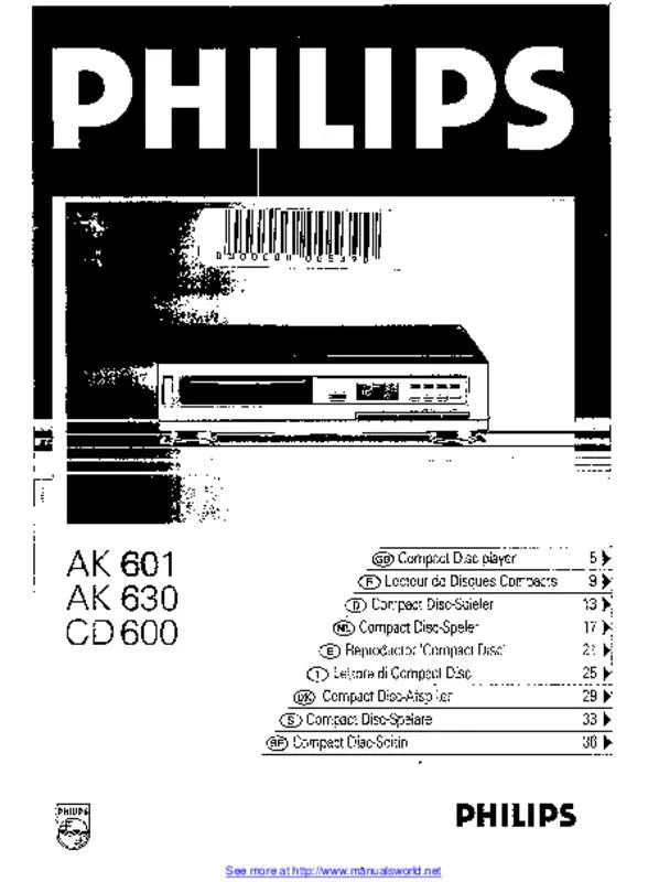 Mode d'emploi PHILIPS CD 600
