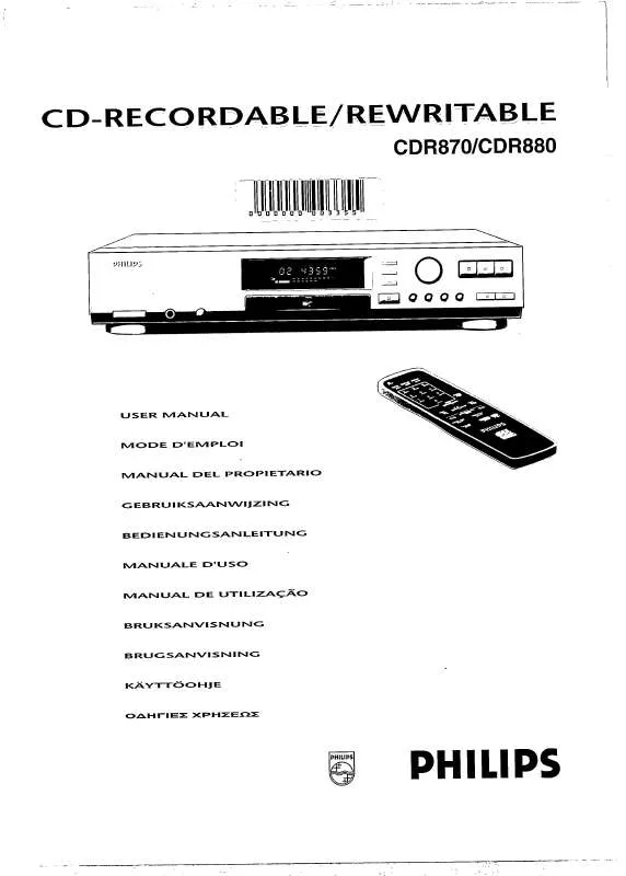 Mode d'emploi PHILIPS CDR870